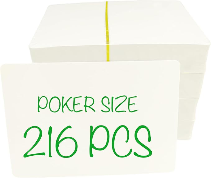 Blank Playing Cards to Write on, Poker Size 2.5 x 3.5 Inches, 216PCS, 4 Packs x 54 - Blank Playing Cards Printable, Customizable Deck for Gift, DIY Game