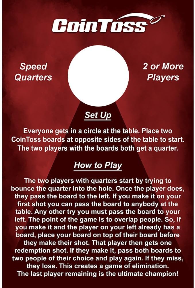 CoinToss Boards - Speed Quarters - Dark Red - The Game Where Quarters Meets Cornhole