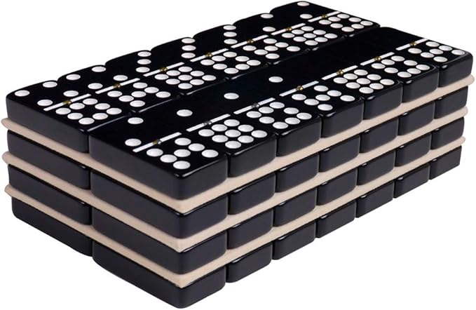 Silverman & Co. Double 9 Large Black Domino Set - Brown Case