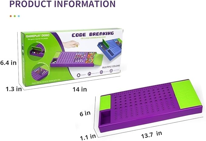 Game Code Breaking Family Board Game Code Breakers STEM Game Brain Exercise Logic Development Toys for Kids Ages 8 + and Adults Purple…