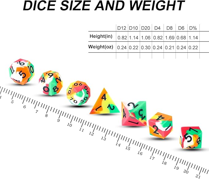 DND Dice Set Sharp Edge Dice Set 7 Piece DND polyhedral Dice Numbers with Gold Leaf Exquisite Tin Box Packaging,Ideal for Dungeons & Dragons RPG and Board Games (Colorful)