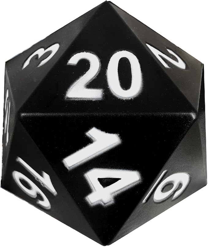 KESS Giant D20 Foam Dice: Oversized 20-Sided Dice for RPG and Collectors - 6 Vibrant Colors, Perfect for Outdoor Fun in Backyard, Pool, Beach. Ages 6+ (Black)