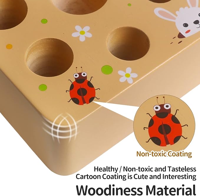 Skrtuan Wooden Toys for 1 2 3 Year Old Toddlers Baby Boys and Girls, Montessori Toy Carrot Harvest Game Shape & Sorting Matching Puzzle, Educational Developmental Birthday Gifts for Babies 6-12 Months