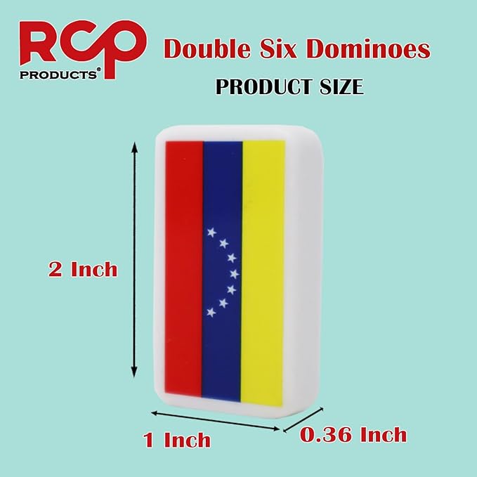 Dominos Set for Adults – Professional Double 6 Domino Cubano Set of 28 Tiles and Adults - Classic and Travel Board Game with Wood Case Juegos de Mesa Venezuela Country Flag Engraved Dominoes