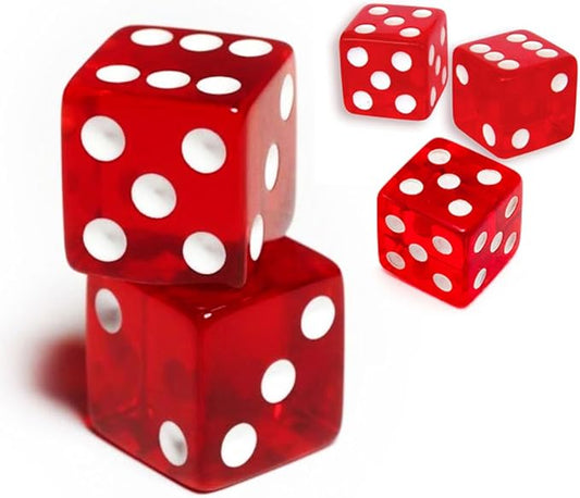 19mm Gaming Dice D6 Six-Sided Transparent Casino Dice (Red, 10pcs)