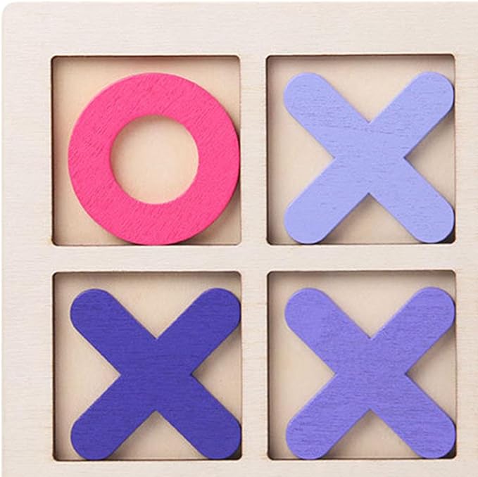 Wooden Tic TAC Toe Game Noughts and Crosses Chess Board Game XO Table Toy for Outdoor Indoor Kids Families Coffee Table Decor, Pink