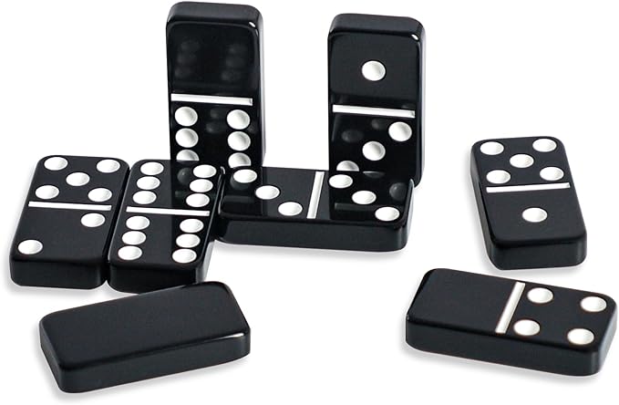 Dominoes Set for Adults, Double Six Domino & Tile Games, Domino Set with 28 Large Tiles & Portable Bag, for Classic Family/Travel Board Game (2-4 Players)