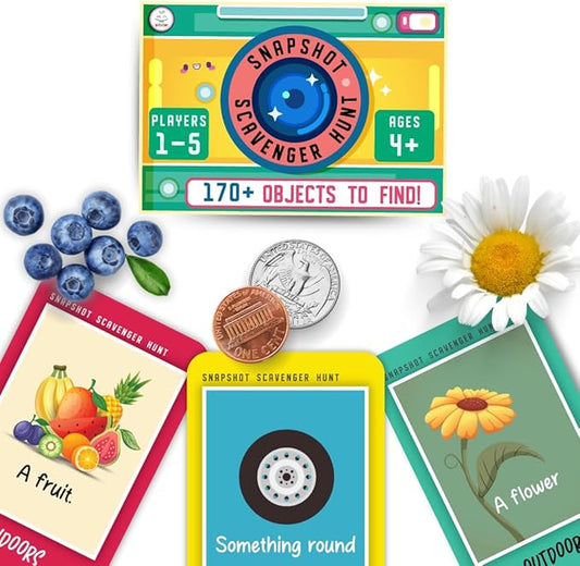 Snapshot Scavenger Hunt for Kids Ages 4-8, Indoor Outdoor Game. 170+ Objects & Prompts. Find and Seek Scavenger Hunt Card Game. Outdoor Activities and Scavenger Hunt for car Ride