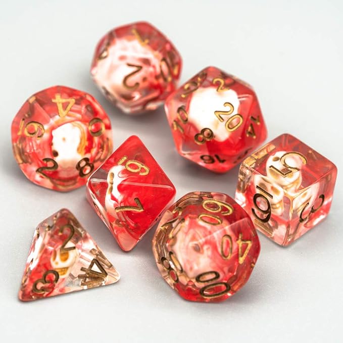 UDIXI Polyhedral DND Dice Set, Red Skull Dice Set for Dungeons and Dragons Role Playing Game and Tabletop Game,Board Games
