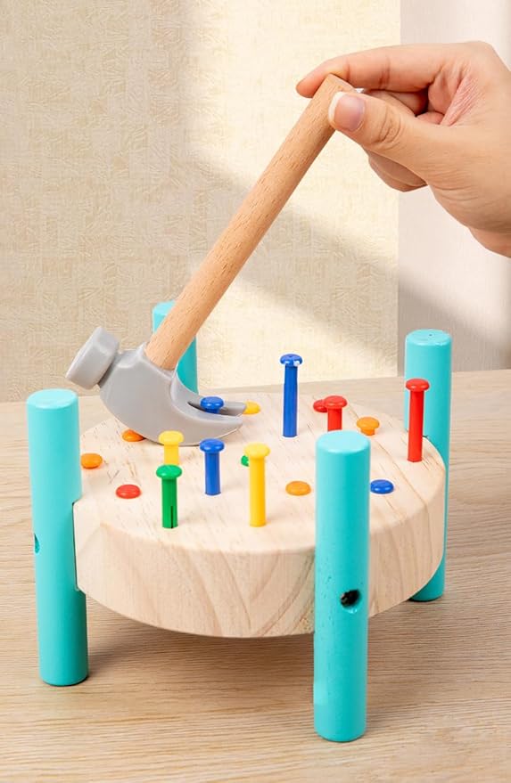 Wooden Baby Workbench Pounding Hammer Toy for Toddlers,STEM Educational Preschool Learning Toys for Kids