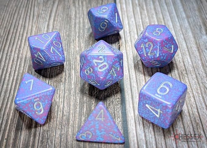 Chessex CHX25347 Dice-Speckled Silver Tetra Set