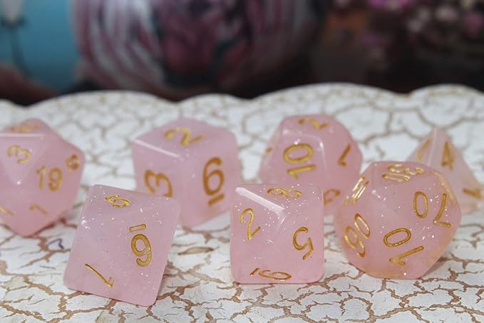 DND Dice Set RPG Polyhedral Dice Fit Dungeons and Dragons(D&D) Pathfinder MTG Role Playing Dice (Pink)