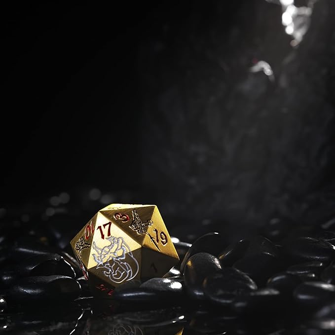 Metal DND Dice Set, Dragons and Warriors DND Dice 7-pcs Metal Polyhedral Dice Set for Dungeons and Dragons RPG MTG Table Games (Gold)