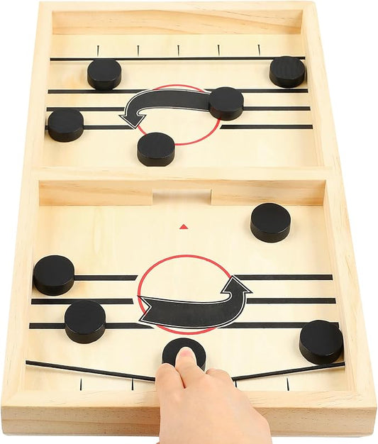 Fast Sling Puck Game, TMIYO Wooden Table Hockey Game for Kids or Adults, Super Foosball Slingshot Paced Winner Board Games Parent-Child Interaction Toy for Family Party