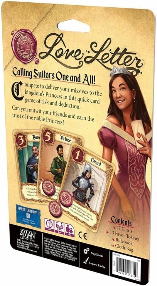 Love Letter Card Game - Renaissance Strategy Deduction Game for Ages 10+, 2-6 Players, 20 Min Playtime by Z-Man Games
