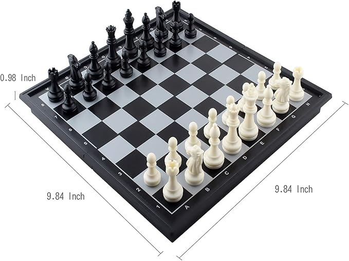 DINOBROS Magnetic Travel Chess Set with Folding Board Portable Chess Board Games Gift for Kids and Adults