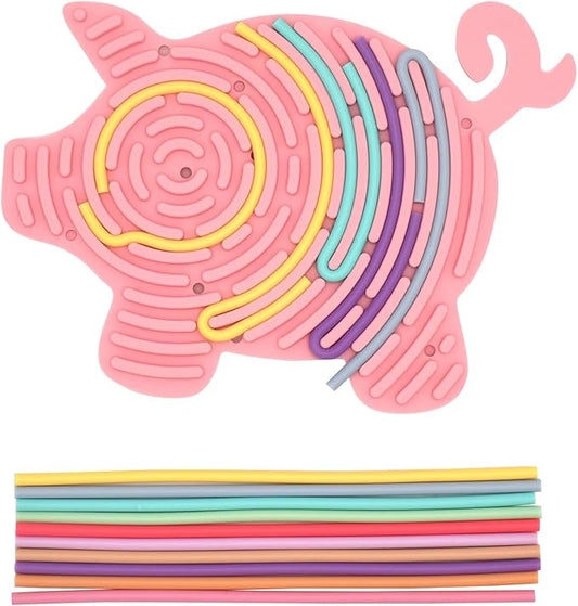 Sensory Activity Board Busy Board for Toddlers with Fine Motor Skills Development,Travel Toy for Kids 3+Years(Pig)