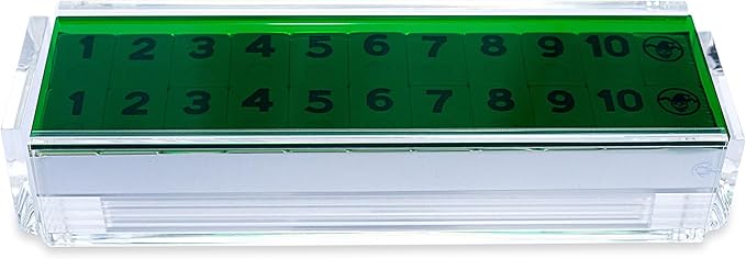 Luxury Rummy Tile Set Game in Handmade Acrylic Case with 4 Racks Included (Green)