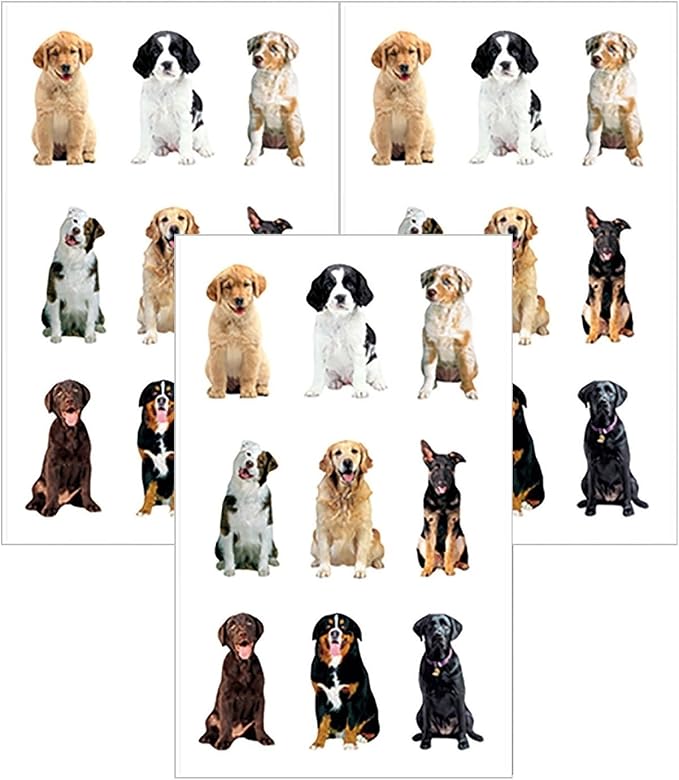 Playhouse Pack of Three Perforated Sticker Half-Sheets for Crafts, Trading & Collecting - Dog Buddies
