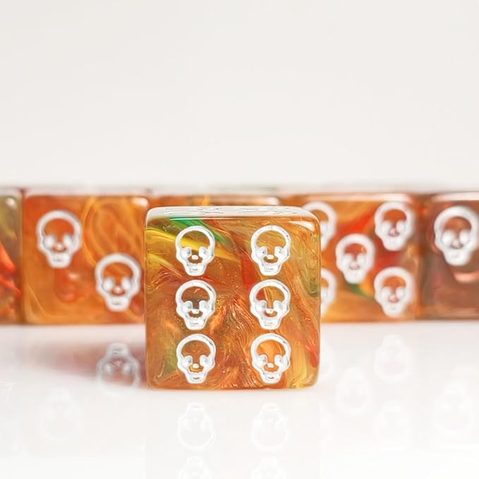 10 PC D6 dice 16mm Acrylic Dice Set for RPG MTG DND Dice Table Games and Board Games (Human Skeleton Gold)