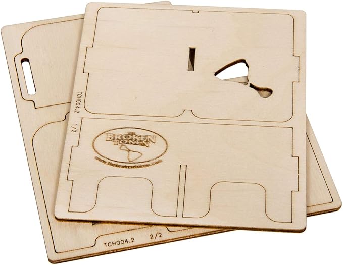 Broken Token Mini Stacking Tabletop Game Organizer with 2 Trays - Wooden Card Stand with Rows, Card Holder