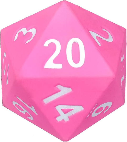 KESS Giant D20 Foam Dice: Oversized 20-Sided Dice for RPG and Collectors - 6 Vibrant Colors, Perfect for Outdoor Fun in Backyard, Pool, Beach. Ages 6+ (Pink)