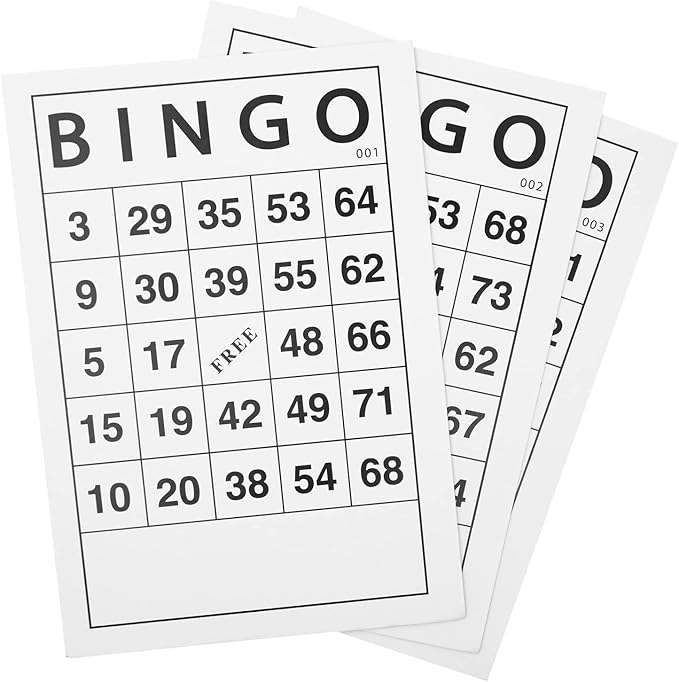 Juvale 180 Sheets Reusable Paper Bingo Cards Bulk for Adults, Disposable Number Game Set for Large Groups (4x6 in)