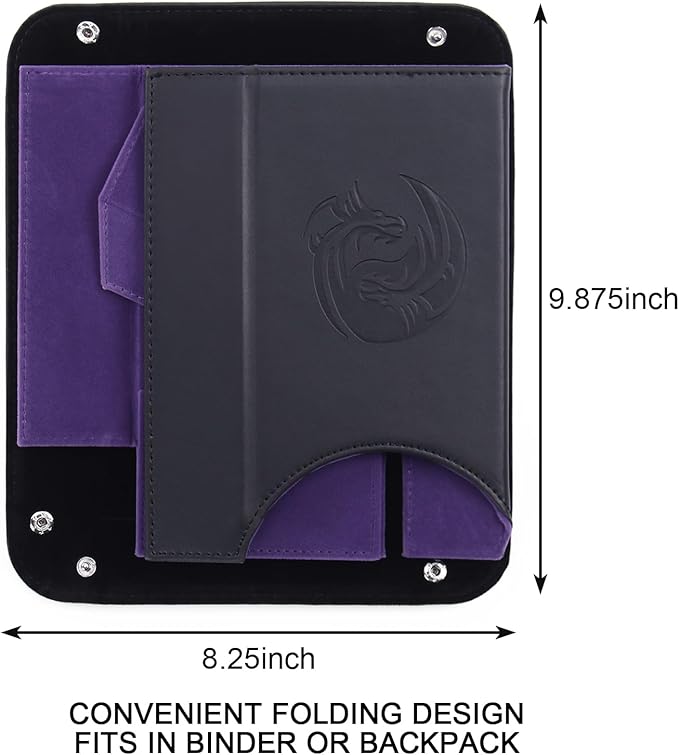 DND Dice Tower and Tray Set with Non-Scratch Felt Lined Rolling and Velvet Surface - Folding Auto Dice Roller Dice Rolling Tower for RPG Board and Table Games