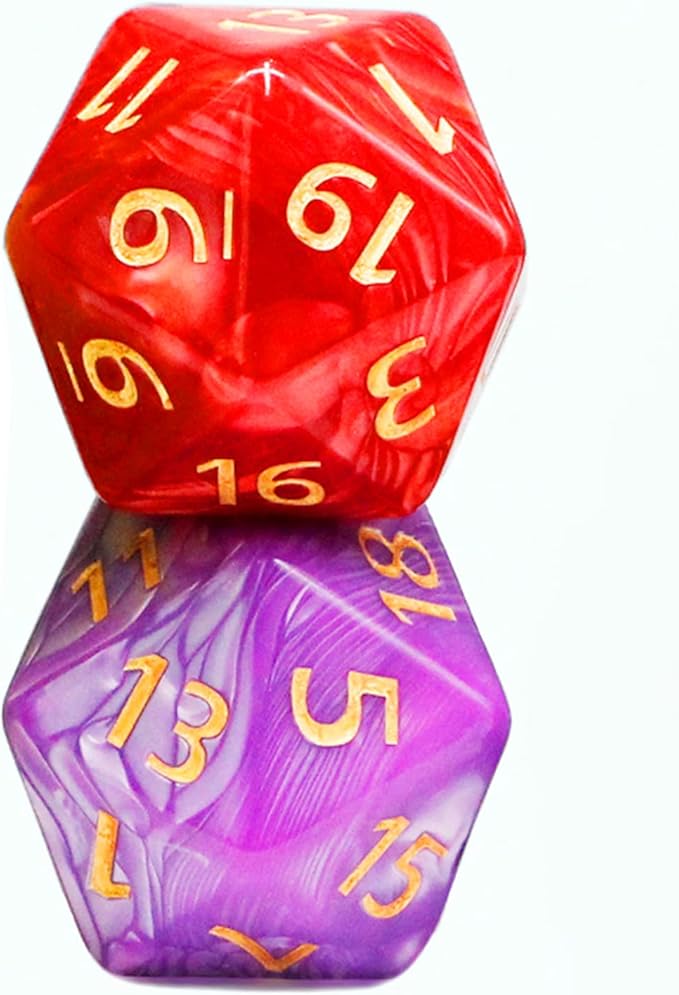 55mm Giant D20 Dice,Large DND 20 Sided Dice Sets,Titan D20 D&D Dice,Jumbo 20 Sided Dice,for Dungeons and Dragons, RPG, MTG Table Games 2 pcs (Red and Purple)