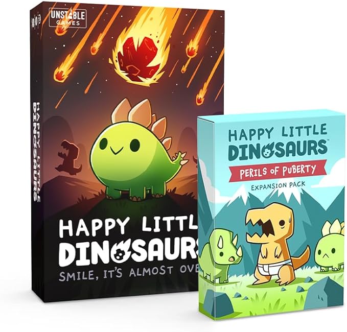 Happy Little Dinosaurs Perils of Puberty Expansion Card Game - Dodge Disasters! Ages 8+, 2-4 Players