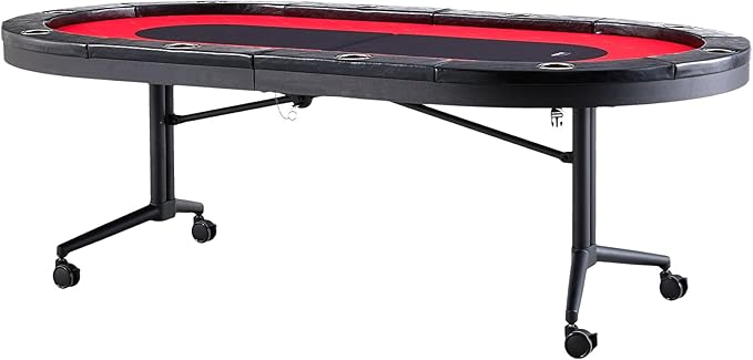 VEVOR 10 Player Poker Table Foldable, Portable Folding Card Board Game Table, Casino Leisure Table, Blackjack Texas Holdem Table with Padded Rails and Stainless Steel Cup Holders,Blue (90 in)