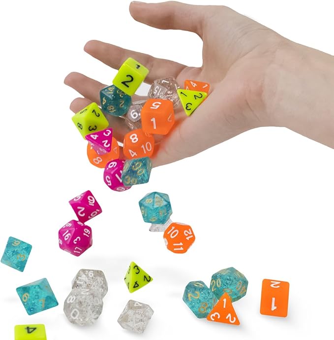 Wiz Dice Series III - Polyhedral Dice Set for Tabletop RPG Adventure Games with a Dice Box - DND Dice Set, Suitable for Dungeons and Dragons, MTG and Dice Games Alike - Skystone - 7 ct