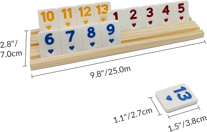 Rummy Cube 6 Player Edition with 6 Wooden Racks, Rummy Cube Game with Case 6 Players with Portable Case 160 Tiles Rummy Cube Travel Game Set for Family Adults Kids