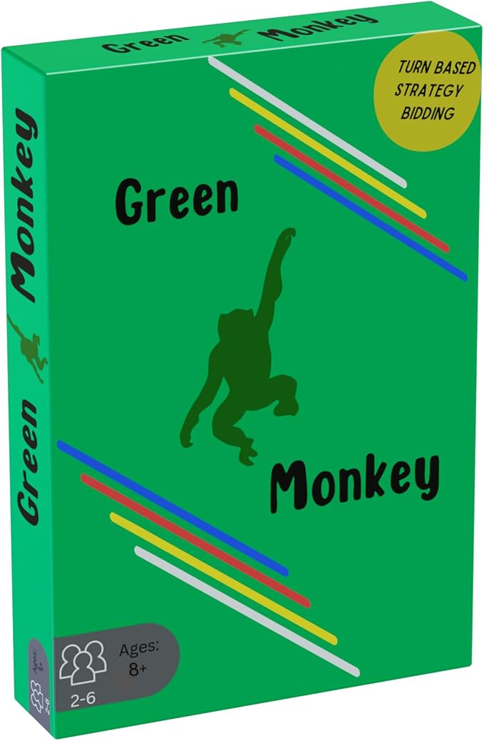 Green Monkey | Strategy Bidding Card Game - Family Game - A Game of Skill for Kids and Adults Ages 8+ | 2-6 Players