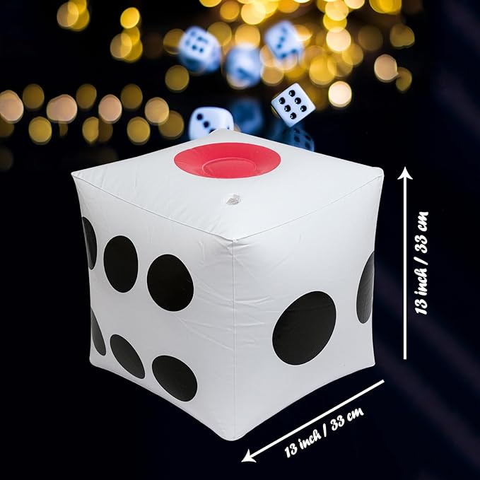 Inflatable Dice 13 Inch Jumbo Novelty Giant Blow up Large Inflatable Big Dice for Party Game Pool Party Board Game Christmas Party New Year eve Party Birthday Party