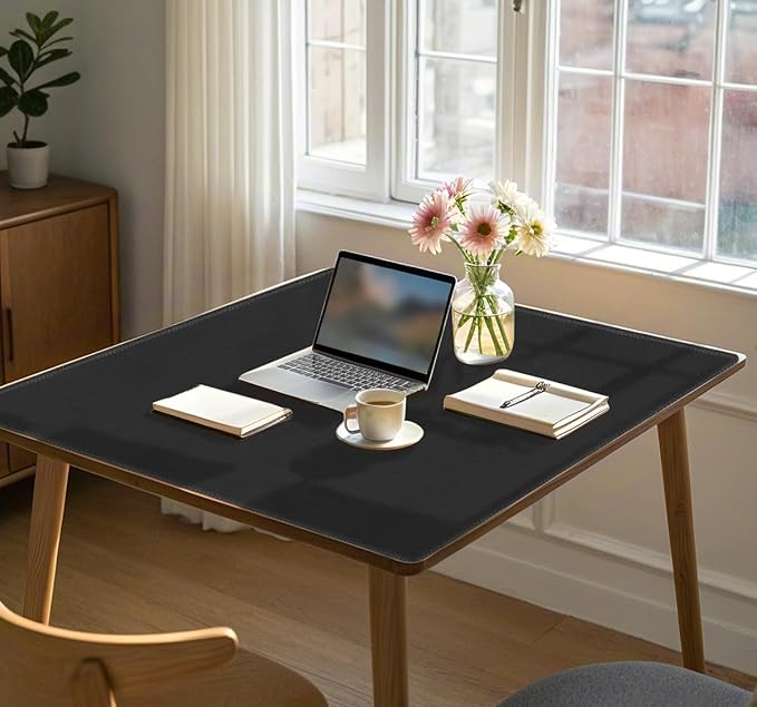 Square Large Tabletop Game Playmat,Used for Playing Poker,Mahjong,Playing Cards,and Role-Playing Games, with Thick Seam Edge,Waterproof,and Anti Slip(120 * 120cm*2mm) Black