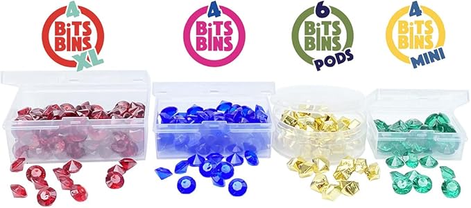 BitsBins Board Game Piece Storage and Organizers, Accessories That Organize Tokens and Components Both in The Game Box and During Game Play | Combo Pack of 6 Pods, 4 Minis, 4 Originals and 4 XL's