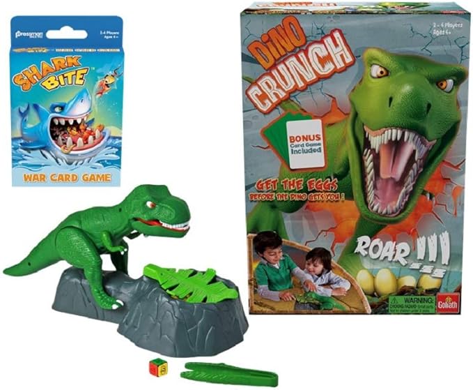 Dino Crunch - Get The Eggs Before The Dino Gets You! - Includes A Fun Shark Bite War Card Game by Goliath