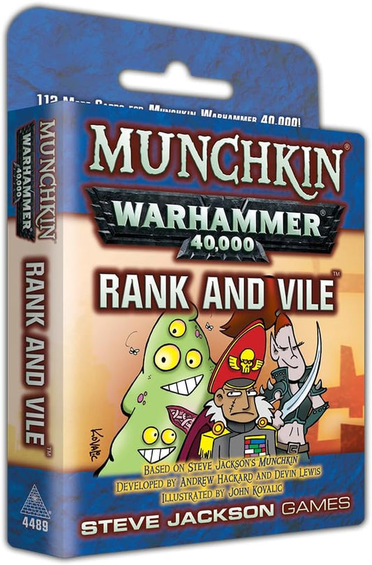 Munchkin Warhammer 40,000: Rank and Vile Card Game (Expansion) | 112 Cards | Adult, Kids, & Family Game | Fantasy Adventure RPG | Ages 10+ | 3-6 Players | Avg Play Time 120 Min | Steve Jackson Games