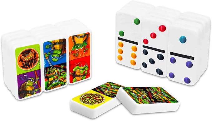 Teenage Mutant Ninja Turtles Dominoes Set ~ TMNT Dominos Board Game Plus TMNT Stickers| Ninja Turtles Games for Kids Bundle