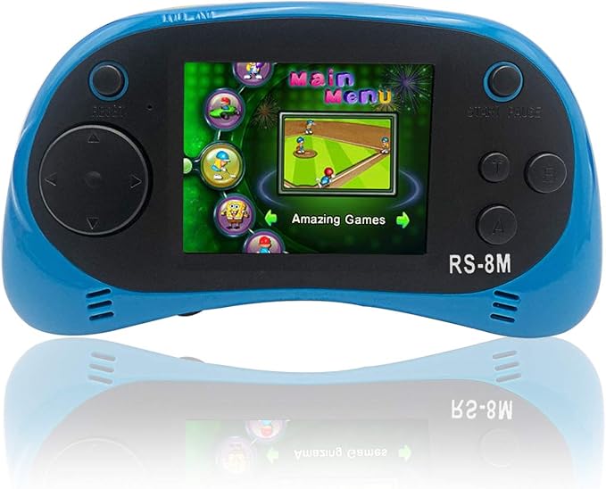 EASEGMER 16 Bit Kids Handheld Games Built-in 220 HD Video Games, 2.5 Inch Portable Game Player with Headphones - Best Travel Electronic Toys for Kids Age 3-10 Years Old Children (Blue)