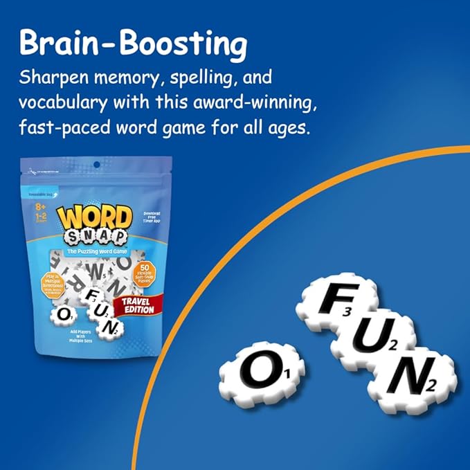 Game Travel Edition, Word Puzzle for Adults, Family, and Kids, Fun Game for Ages 8+, Travel Size, 1-2 Players