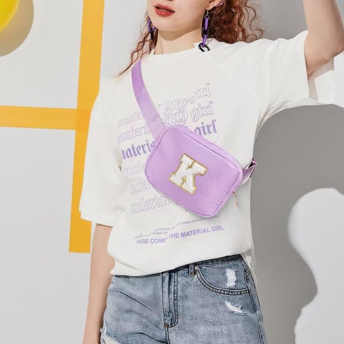 YOOLIFE Personalized Gifts for Women - Cross Body Bag for Woman, Initial Belt Bag Purple Fanny Pack Crossbody Bags for Women Travel Gifts for Women E