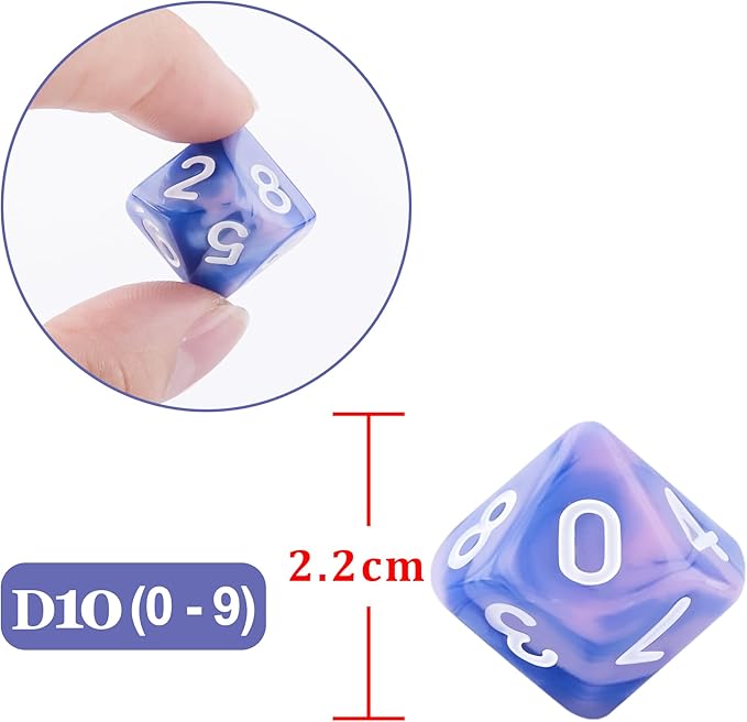 AUSTOR 70 Pieces 10 Sided Dice Mixed Color Polyhedral Dice Set 10 Sides Dices Assortment with a Black Velvet Storage Bag for DND RPG MTG Table Games
