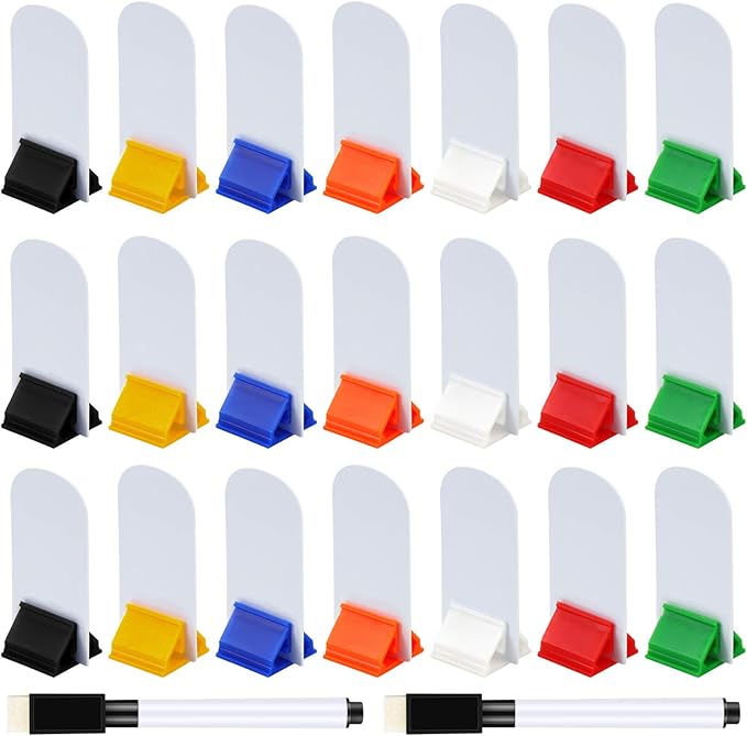 Meetory 45-Piece Blank Game Board Markers, 35-Piece Game Card Stands, 2 Black Pens, Plastic Token Cards, 7 Multi-Color Card Stands for Party Favor