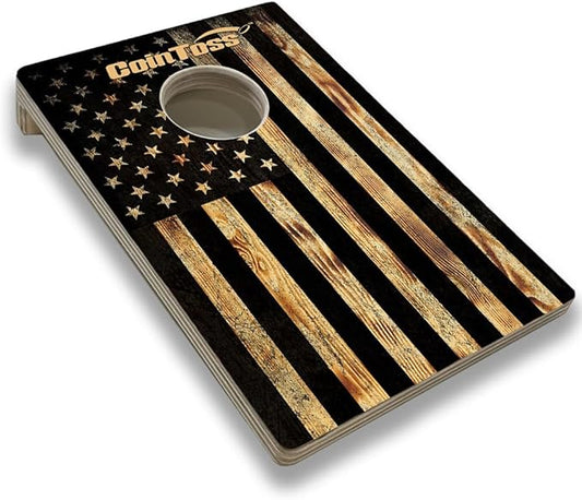 CoinToss Boards - USA Flag Burnt Wood - The Game Where Quarters Meets Cornhole