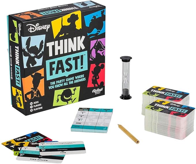 Ridley's Games: Think Fast! -Disney Edition | The Trivia Party Game Where You Know All The Answers | Test Your Disney Knowledge|Great for Parties|Ages 8+, 3+ Players, 30-Minute Playtime