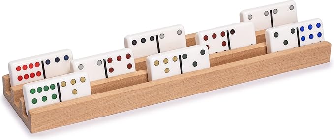 Yellow Mountain Imports Premium Beechwood Domino Racks/Trays (10-Inch) - Set of 4 - Domino Holders for Mexican Train, Chickenfoot and Other Domino Games