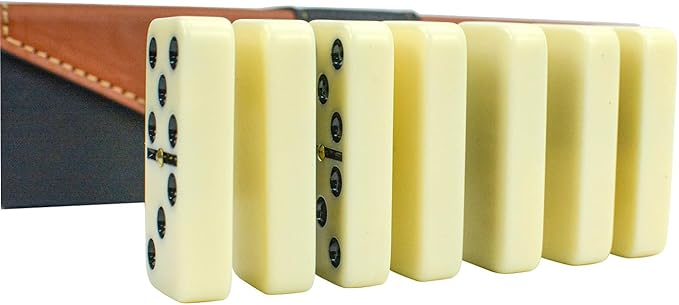 Dominos Set for Adults, Dominoes Set for Kids and Adults, 28 Ivory Jumbo Domino Tiles Double 6 - Classic Board Games for Family & Travel, Leatherette Case