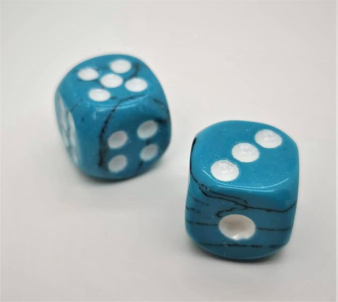 Natural Hand Carved Gemstone Dices, 15mm/0.59in, 6 Sided, Blue Turquoise